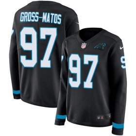 Wholesale Cheap Nike Panthers #97 Yetur Gross-Matos Black Team Color Women\'s Stitched NFL Limited Therma Long Sleeve Jersey