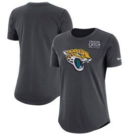 Wholesale Cheap NFL Women\'s Jacksonville Jaguars Nike Anthracite Crucial Catch Tri-Blend Performance T-Shirt