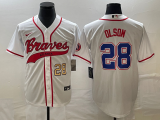 Wholesale Cheap Men's Atlanta Braves #28 Matt Olson Number White Cool Base With Patch Stitched Baseball Jersey