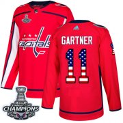 Wholesale Cheap Adidas Capitals #11 Mike Gartner Red Home Authentic USA Flag Stanley Cup Final Champions Stitched NHL Jersey