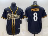 Wholesale Cheap Men's Pittsburgh Steelers #8 Kenny Pickett Black With Patch Cool Base Stitched Baseball Jersey