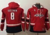 Wholesale Cheap Capitals #8 Alex Ovechkin Red Youth Name & Number Pullover NHL Hoodie