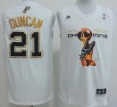 Wholesale Cheap San Antonio Spurs #21 Tim Duncan Revolution 30 Swingman 2014 Champions White Jersey