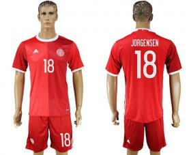 Wholesale Cheap Danmark #18 Jorgensen Red Home Soccer Country Jersey