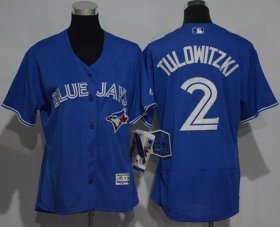 Wholesale Cheap Blue Jays #2 Troy Tulowitzki Blue Flexbase Authentic Women\'s Stitched MLB Jersey