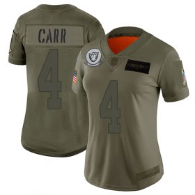 Wholesale Cheap Nike Raiders #4 Derek Carr Camo Women\'s Stitched NFL Limited 2019 Salute to Service Jersey