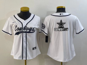 Wholesale Cheap Women's Dallas Cowboys White Team Big Logo With Patch Cool Base Stitched Baseball Jersey