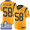 Wholesale Cheap Nike Rams #58 Cory Littleton Gold Super Bowl LIII Bound Men's Stitched NFL Limited Rush Jersey