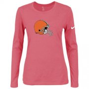 Wholesale Cheap Women's Nike Cleveland Browns Of The City Long Sleeve Tri-Blend NFL T-Shirt Pink