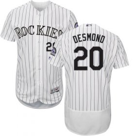 Wholesale Cheap Rockies #20 Ian Desmond White Strip Flexbase Authentic Collection Stitched MLB Jersey