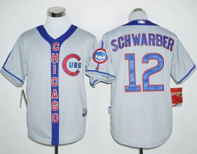 Wholesale Cheap Cubs #12 Kyle Schwarber Grey Cooperstown Stitched MLB Jersey