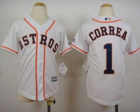 Wholesale Cheap Astros #1 Carlos Correa White Cool Base Stitched Youth MLB Jersey