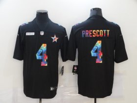 Wholesale Cheap Men\'s Dallas Cowboys #4 Dak Prescott Multi-Color Black 2020 NFL Crucial Catch Vapor Untouchable Nike Limited Jersey