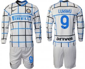 Wholesale Cheap Men 2020-2021 club Inter milan away long sleeve 9 white Soccer Jerseys