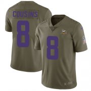 Wholesale Cheap Nike Vikings #8 Kirk Cousins Olive Men's Stitched NFL Limited 2017 Salute to Service Jersey