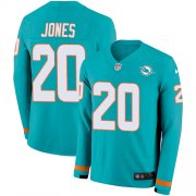 Wholesale Cheap Nike Dolphins #20 Reshad Jones Aqua Green Team Color Men's Stitched NFL Limited Therma Long Sleeve Jersey