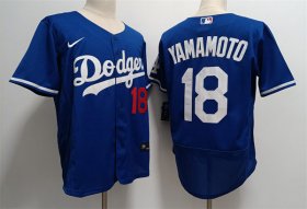 Cheap Mens Los Angeles Dodgers #18 Yoshinobu Yamamoto Nike Royal Alternate FlexBase Player Jersey