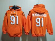 Wholesale Cheap Men's Cincinnati Bengals #91 Trey Hendrickson Orange Pullover Hoodie