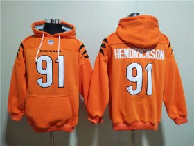 Wholesale Cheap Men\'s Cincinnati Bengals #91 Trey Hendrickson Orange Pullover Hoodie