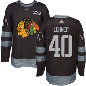 Wholesale Cheap Adidas Blackhawks #40 Robin Lehner Black 1917-2017 100th Anniversary Stitched NHL Jersey
