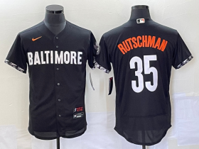 Wholesale Cheap Men\'s Baltimore Orioles #35 Adley Rutschman Black 2023 City Connect Flex Base Stitched Jersey 1