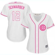 Wholesale Cheap Cubs #12 Kyle Schwarber White/Pink Fashion Women's Stitched MLB Jersey