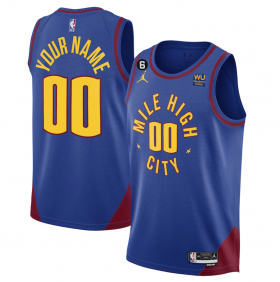 Wholesale Cheap Men\'s Denver Nuggets Active Player Custom Blue 2022-23 Statement Edition With NO.6 Patch Stitched Jersey