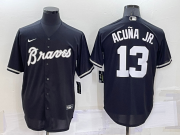 Wholesale Cheap Men's Atlanta Braves #13 Ronald Acuna Jr Black Turn Back The Clock Stitched Cool Base Jersey