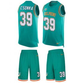 Wholesale Cheap Nike Dolphins #39 Larry Csonka Aqua Green Team Color Men\'s Stitched NFL Limited Tank Top Suit Jersey