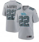Wholesale Cheap Men's Carolina Panthers #22 Christian McCaffrey Gray Atmosphere Fashion Stitched Game Jersey