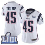 Wholesale Cheap Nike Patriots #45 Donald Trump White Super Bowl LIII Bound Women's Stitched NFL Vapor Untouchable Limited Jersey