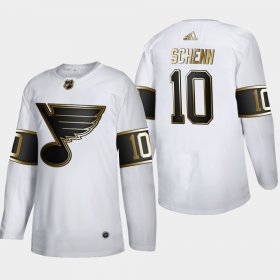 Wholesale Cheap St. Louis Blues #10 Brayden Schenn Men\'s Adidas White Golden Edition Limited Stitched NHL Jersey