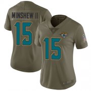 Wholesale Cheap Nike Jaguars #15 Gardner Minshew II Olive Women's Stitched NFL Limited 2017 Salute to Service Jersey