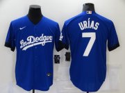 Wholesale Cheap Men's Los Angeles Dodgers #7 Julio Urias Blue 2021 City Connect Cool Base Stitched Jersey