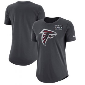 Wholesale Cheap NFL Women\'s Atlanta Falcons Nike Anthracite Crucial Catch Tri-Blend Performance T-Shirt