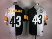 Wholesale Cheap Nike Steelers #43 Troy Polamalu White/Black Men's Stitched NFL Elite Split Jersey