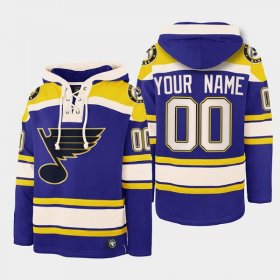 Wholesale Cheap Men St. Louis Blues Active Player Custom Blue Ageless Must-Have Lace-Up Pullover Hoodie