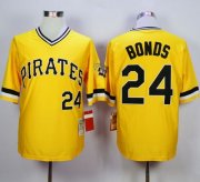 Wholesale Cheap Mitchell And Ness Pirates #24 Barry Bonds Yellow Throwback Stitched MLB Jersey