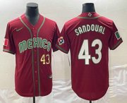Cheap Men's Mexico Baseball #43 Patrick Sandoval Number 2023 Red World Classic Stitched Jerseys