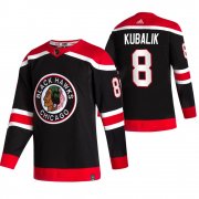 Wholesale Cheap Chicago Blackhawks #8 Dominik Kubalik Black Men's Adidas 2020-21 Reverse Retro Alternate NHL Jersey