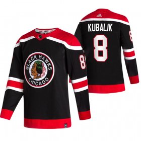 Wholesale Cheap Chicago Blackhawks #8 Dominik Kubalik Black Men\'s Adidas 2020-21 Reverse Retro Alternate NHL Jersey