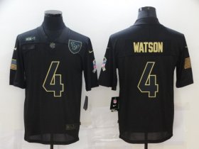 Wholesale Cheap Men\'s Houston Texans #4 Deshaun Watson Black 2020 Salute To Service Stitched NFL Nike Limited Jersey
