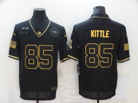 Wholesale Cheap Men\'s San Francisco 49ers #85 George Kittle Black Gold 2020 Salute To Service Stitched NFL Nike Limited Jersey
