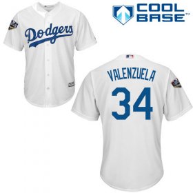 Wholesale Cheap Dodgers #34 Fernando Valenzuela White Cool Base 2018 World Series Stitched Youth MLB Jersey