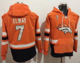Wholesale Cheap Nike Broncos #7 John Elway Orange/Navy Blue Name & Number Pullover NFL Hoodie