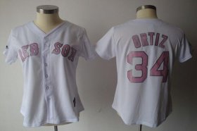 Wholesale Cheap Red Sox #34 David Ortiz White Pink No. Women\'s Fashion Stitched MLB Jersey