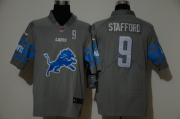 Wholesale Cheap Men's Detroit Lions #9 Matthew Stafford Grey 2020 NEW Team Logo Number Vapor Untouchable Stitched NFL Nike Limited Jersey