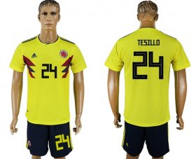 Wholesale Cheap Colombia #24 W.Tesillo Home Soccer Country Jersey