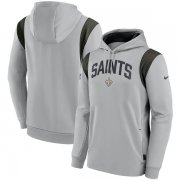 Wholesale Cheap Men's New Orleans Saints Gray Sideline Stack Performance Pullover Hoodie