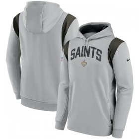 Wholesale Cheap Men\'s New Orleans Saints Gray Sideline Stack Performance Pullover Hoodie